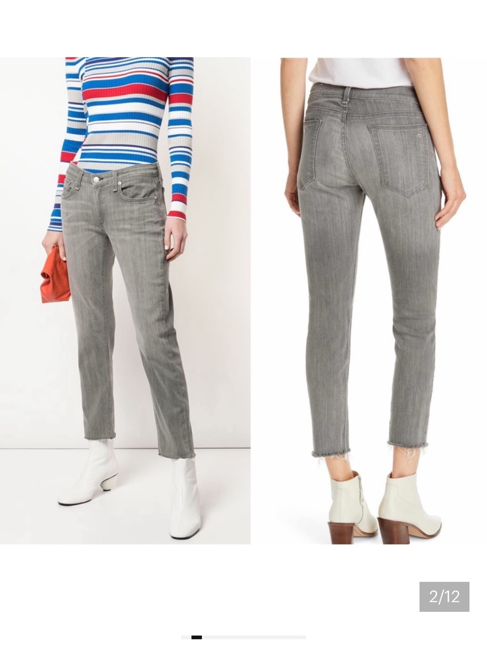 rag & bone Grey Cropped Straight-Leg Jeans 23
